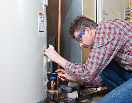 Water heater being fixed